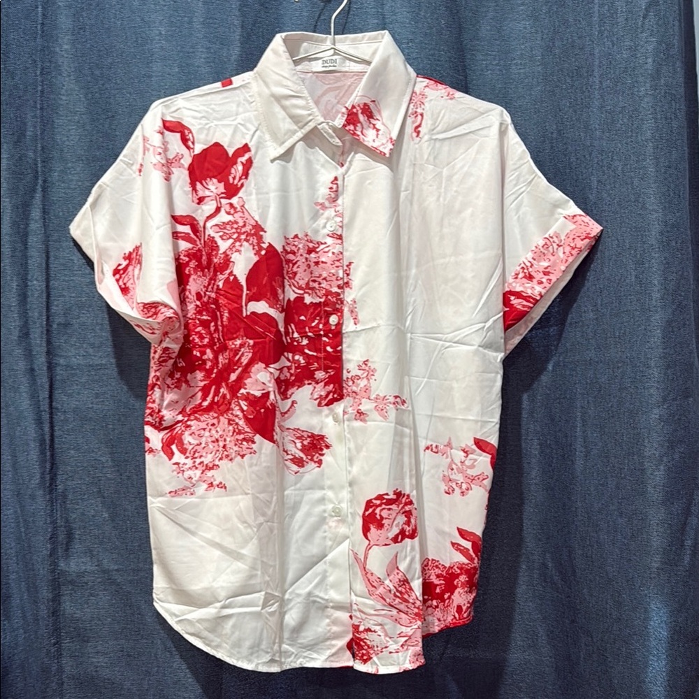 Dockers Artistic Red and White Button Down Shirt